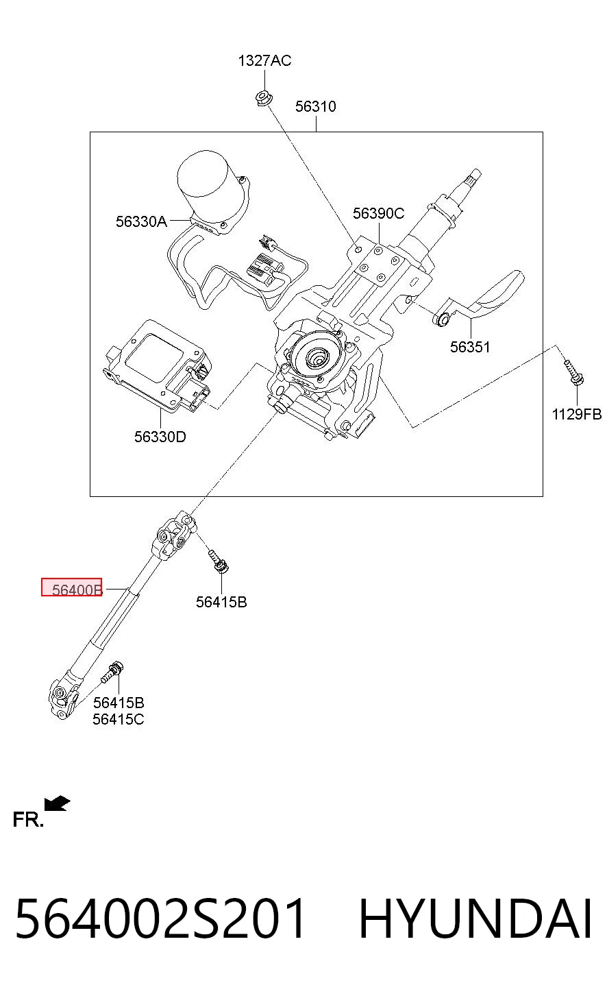 564002S201 Hyundai/Kia Wał kolumny kierowniczej dolny