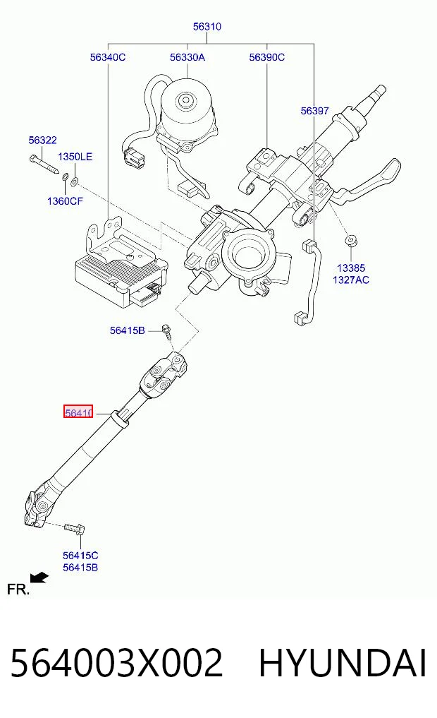 564003X002 Hyundai/Kia Wał kolumny kierowniczej dolny