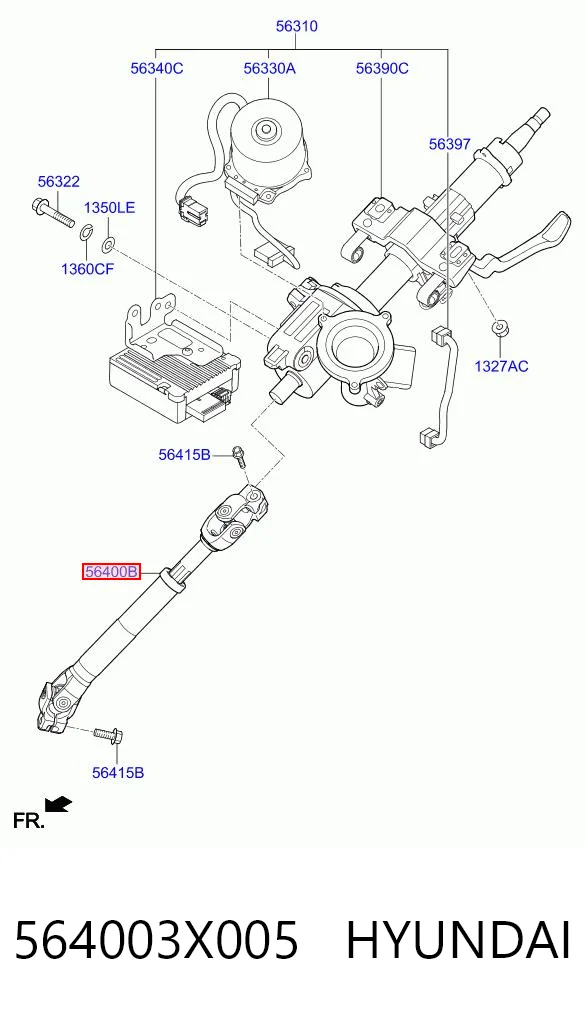 564003X005 Hyundai/Kia Wał kolumny kierowniczej dolny