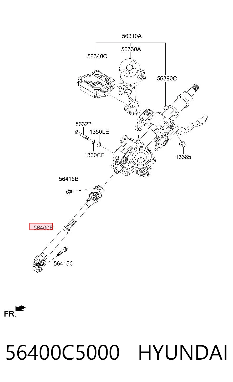 56400C5000 Hyundai/Kia Wał Cardana kolumny kierowniczej dolny