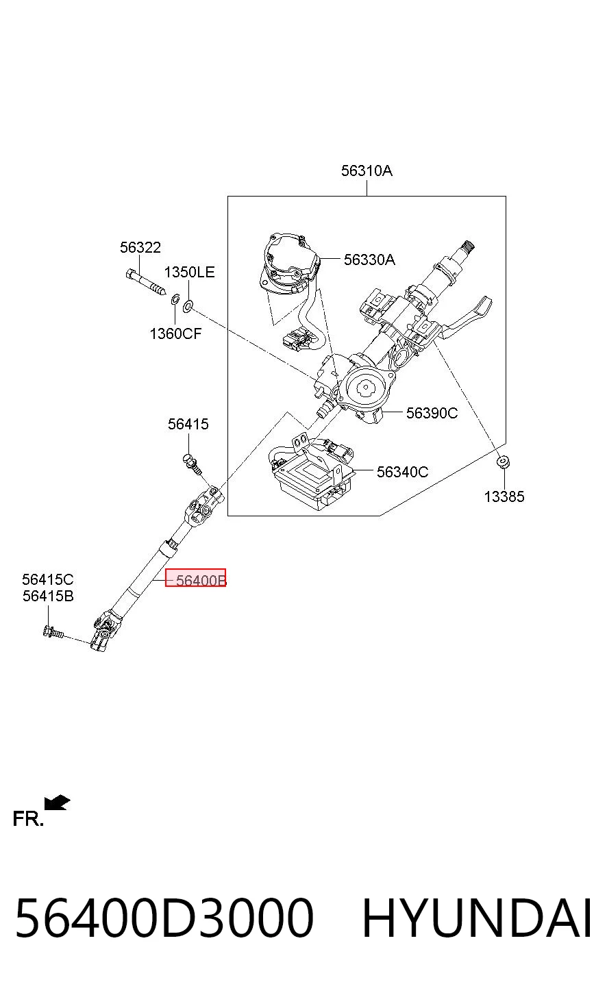 56400D3000 Hyundai/Kia Wał Cardana kolumny kierowniczej dolny