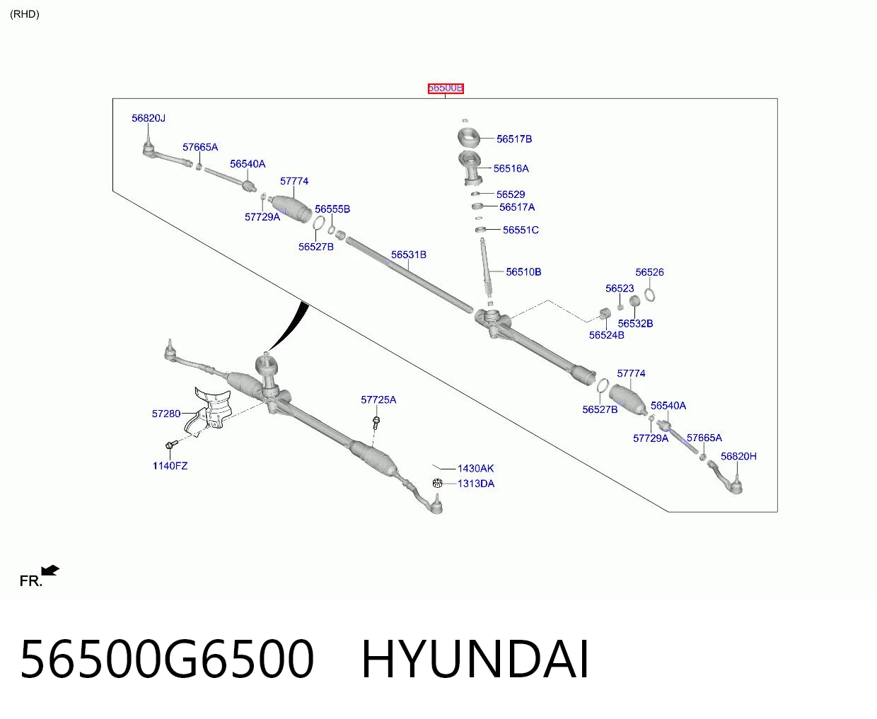 56500G6500 Hyundai/Kia Listwa kierownicza (maglownica)