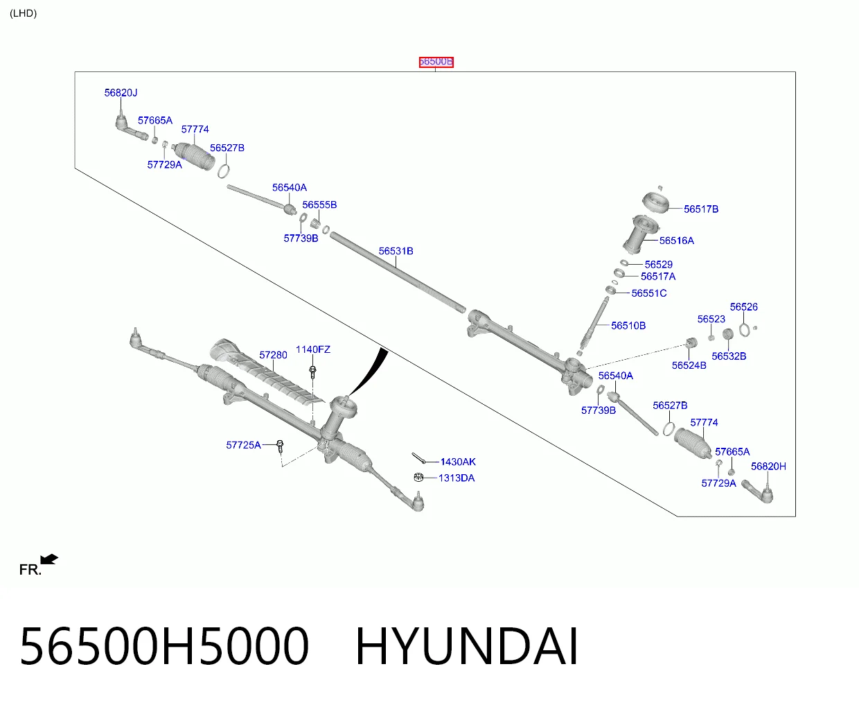 56500H5000 Hyundai/Kia Listwa kierownicza (maglownica)