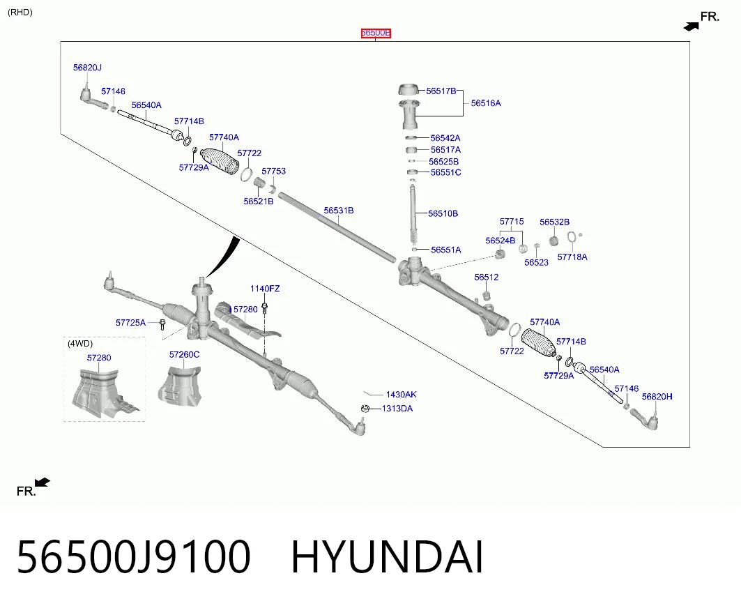 56500J9100 Hyundai/Kia Listwa kierownicza (maglownica)