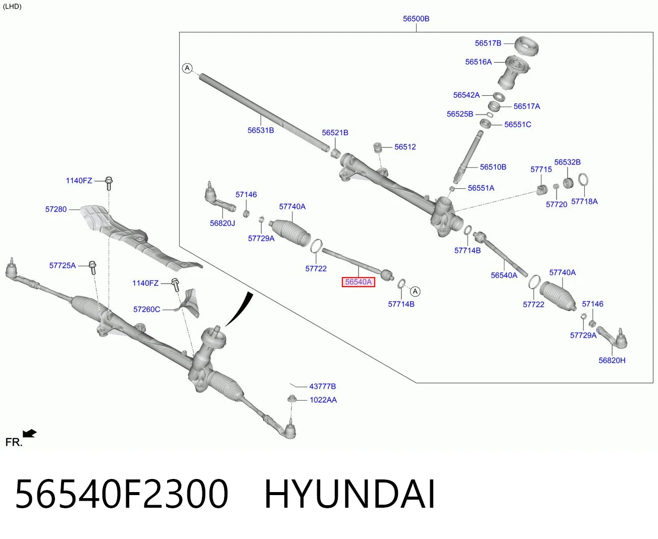 56540F2300 Hyundai/Kia Drążek kierowniczy