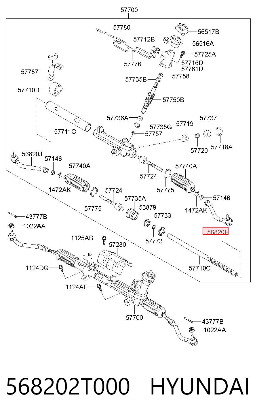 568202T000 Hyundai/Kia Końcówka drążka kierowniczego zewnętrzna