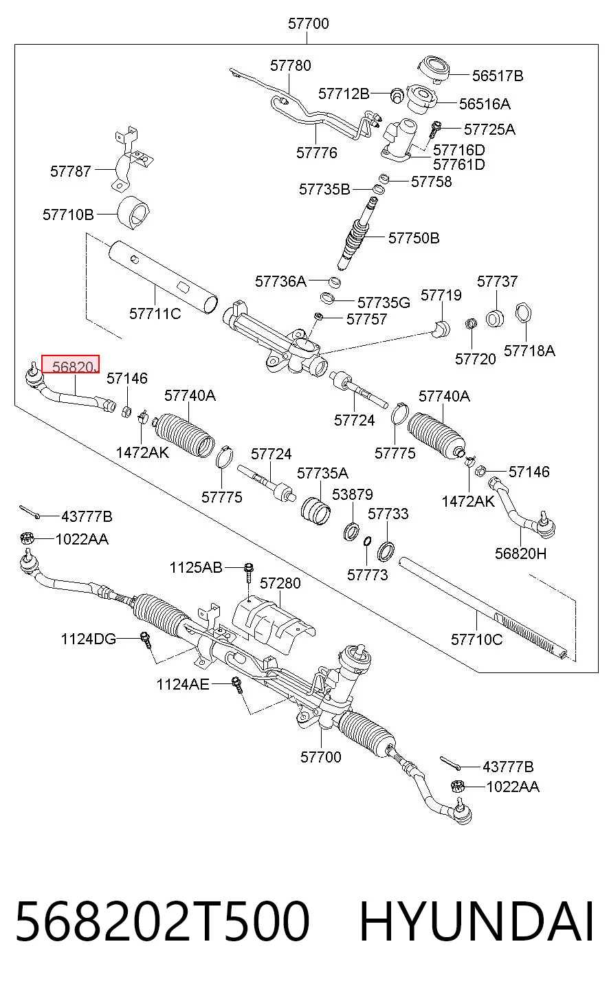 568202T500 Hyundai/Kia Końcówka drążka kierowniczego zewnętrzna