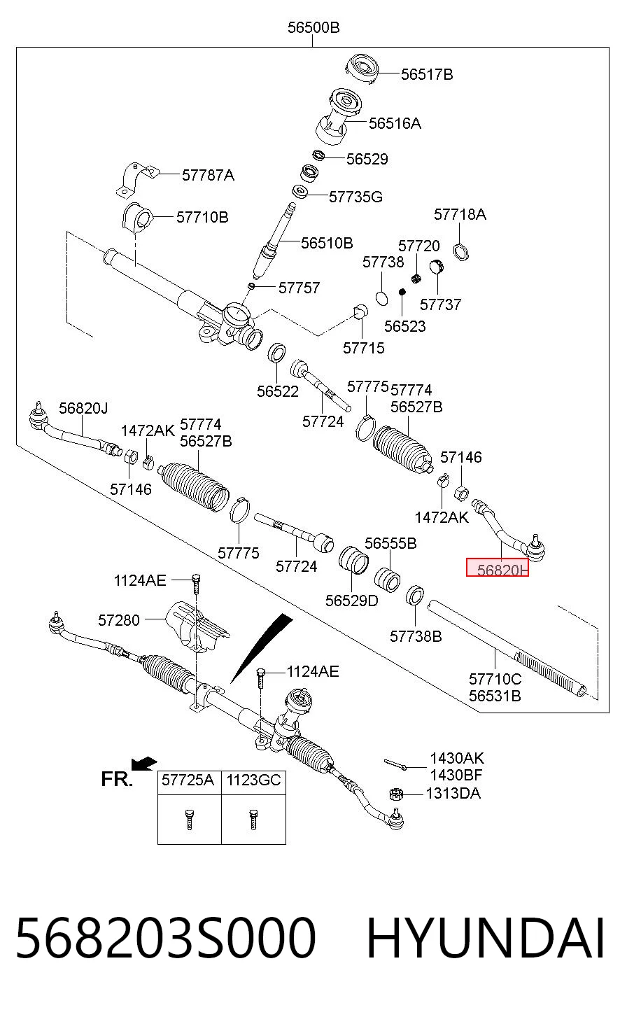 568203S000 Hyundai/Kia Końcówka drążka kierowniczego zewnętrzna