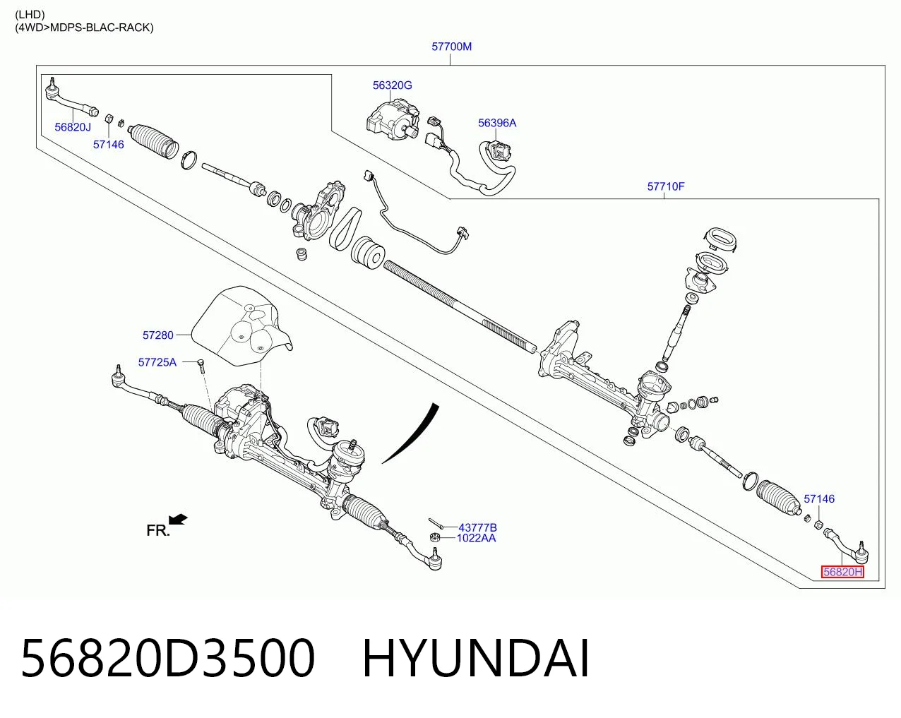 56820D3500 Hyundai/Kia Końcówka drążka kierowniczego zewnętrzna