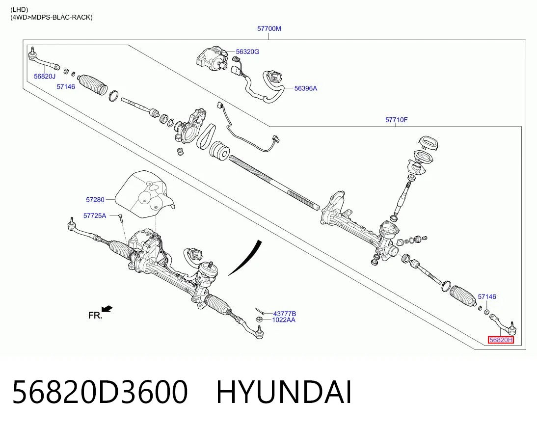 56820D3600 Hyundai/Kia Końcówka drążka kierowniczego zewnętrzna