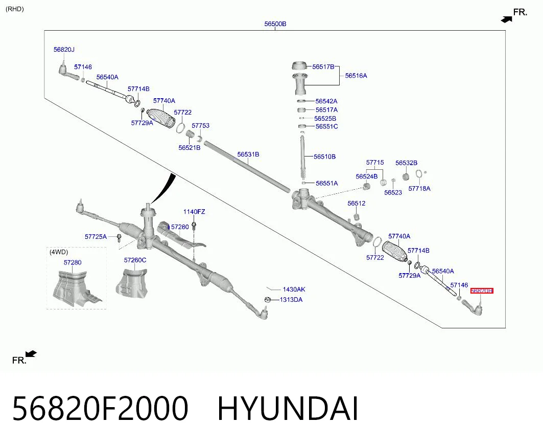 56820F2000 Hyundai/Kia Końcówka drążka kierowniczego zewnętrzna