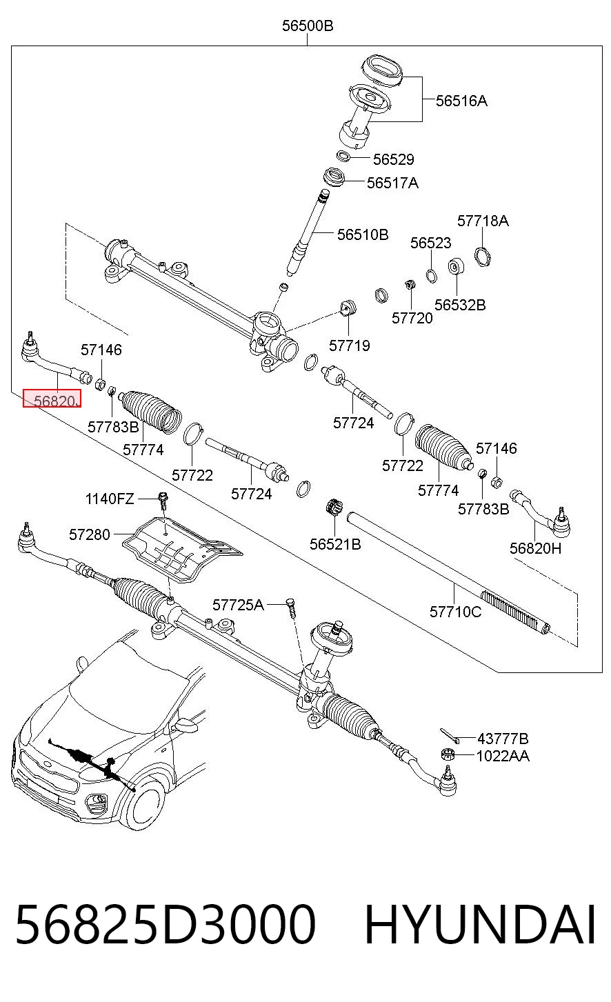 56825D3000 Hyundai/Kia Końcówka drążka kierowniczego zewnętrzna