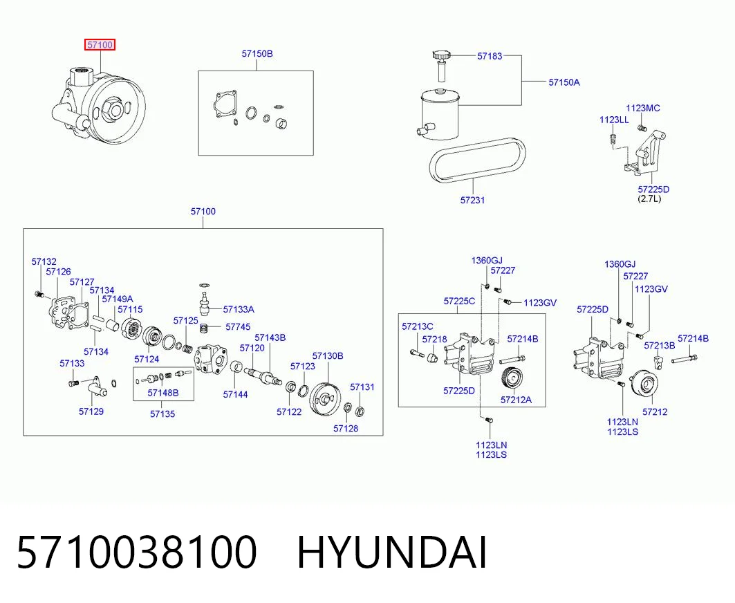 5710038100 Hyundai/Kia Pompa wspomagania hydraulicznego kierownicy
