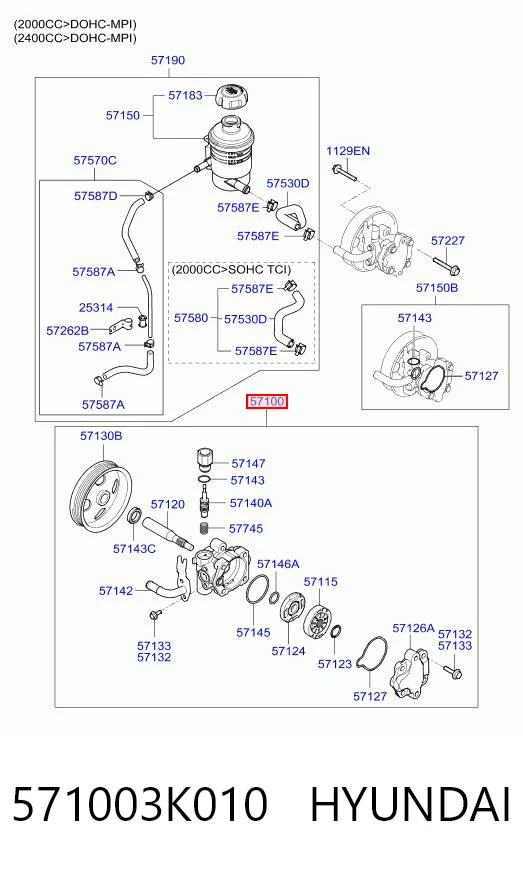 571003K010 Hyundai/Kia Pompa wspomagania hydraulicznego kierownicy