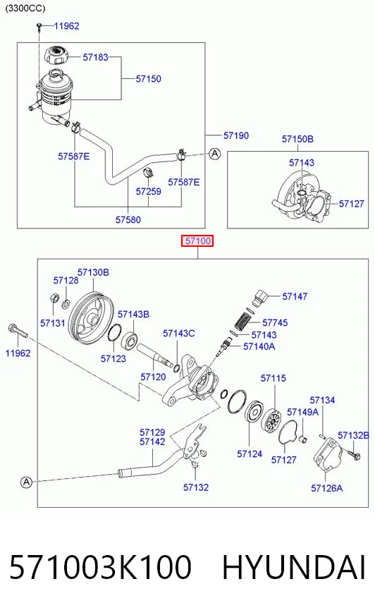 571003K100 Hyundai/Kia Pompa wspomagania hydraulicznego kierownicy