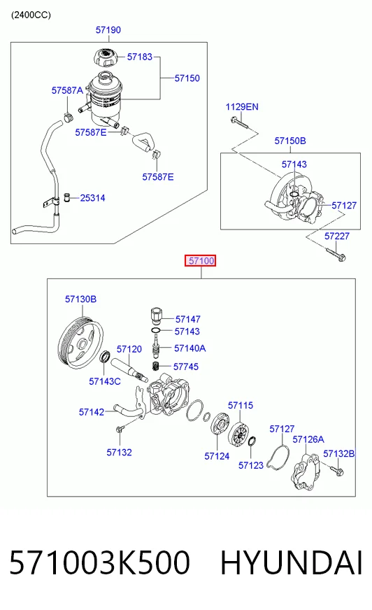 571003K500 Hyundai/Kia Pompa wspomagania hydraulicznego kierownicy