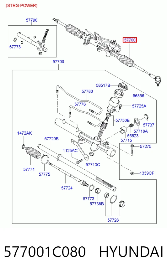 577001C080 Hyundai/Kia Listwa kierownicza (maglownica)