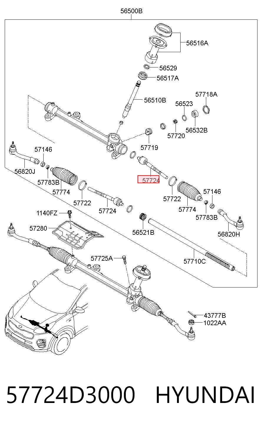 57724D3000 Hyundai/Kia Drążek kierowniczy