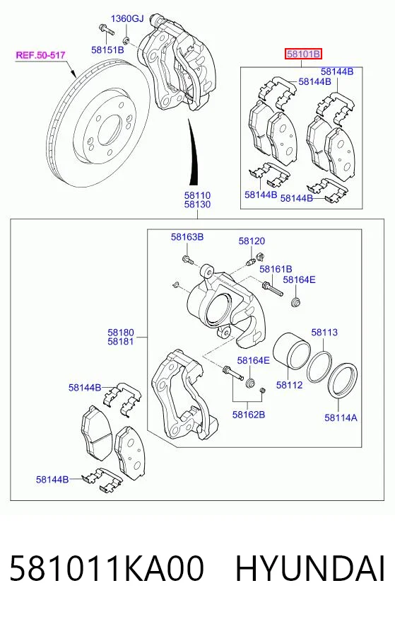 581011KA00 Hyundai/Kia Klocki hamulcowe przednie tarczowe