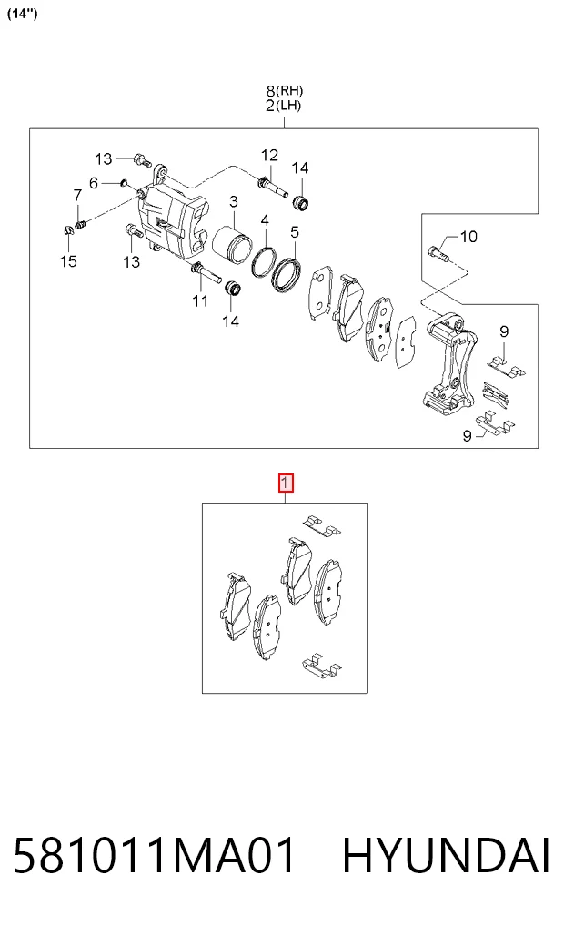 581011MA01 Hyundai/Kia Klocki hamulcowe przednie tarczowe