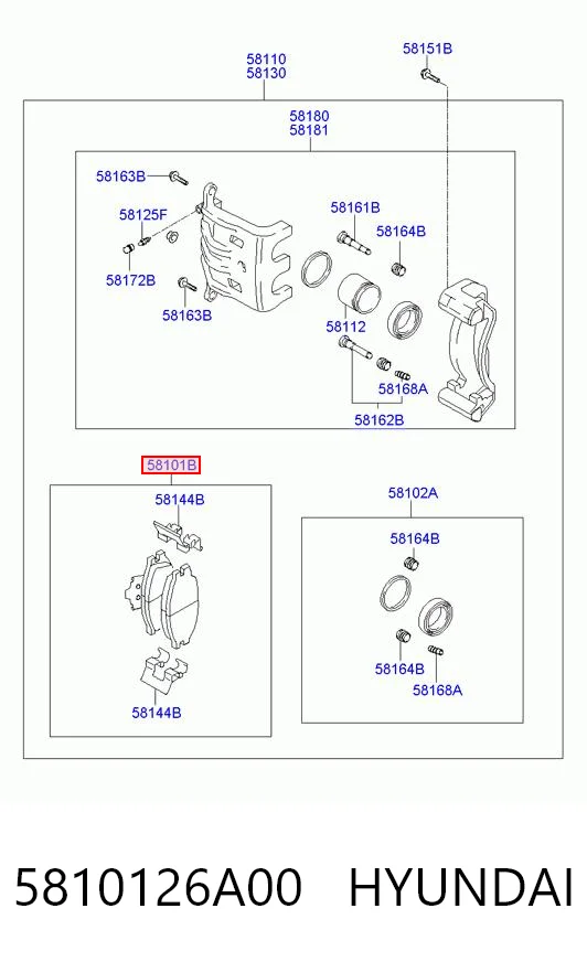 5810126A00 Hyundai/Kia Klocki hamulcowe przednie tarczowe