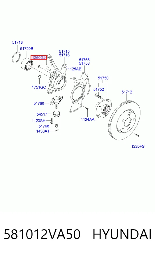 581012VA50 Hyundai/Kia Klocki hamulcowe przednie tarczowe