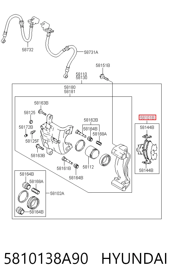 5810138A90 Hyundai/Kia Klocki hamulcowe przednie tarczowe