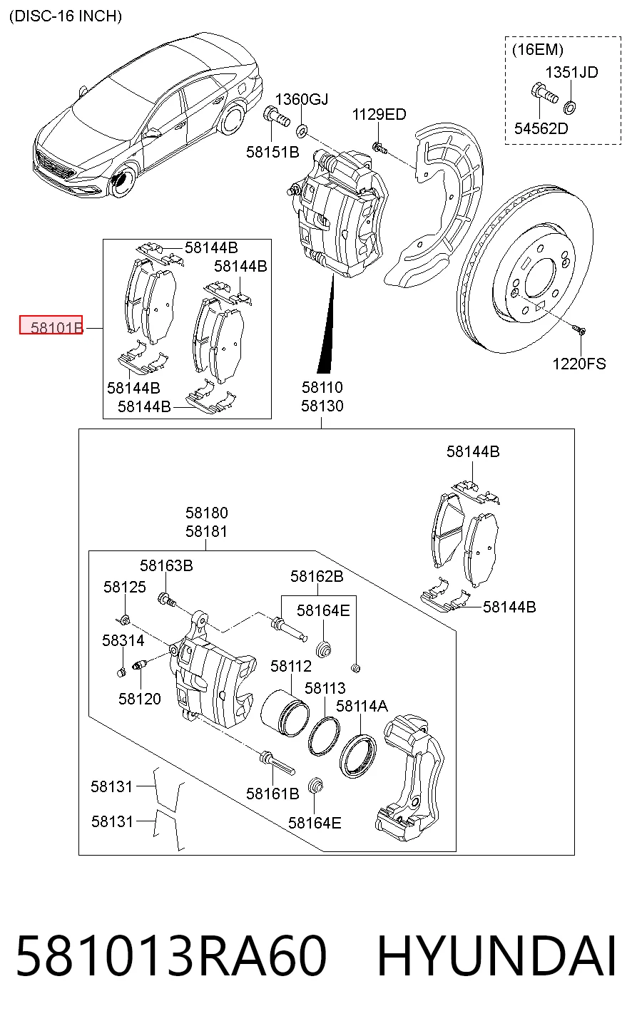 581013RA60 Hyundai/Kia Klocki hamulcowe przednie tarczowe