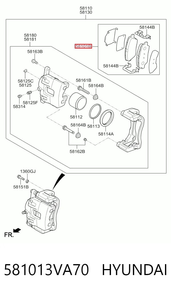 581013VA70 Hyundai/Kia Klocki hamulcowe przednie tarczowe
