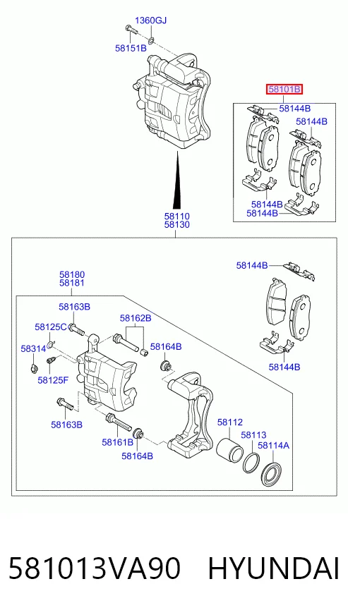 581013VA90 Hyundai/Kia Klocki hamulcowe przednie tarczowe