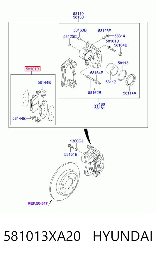 581013XA20 Hyundai/Kia Klocki hamulcowe przednie tarczowe