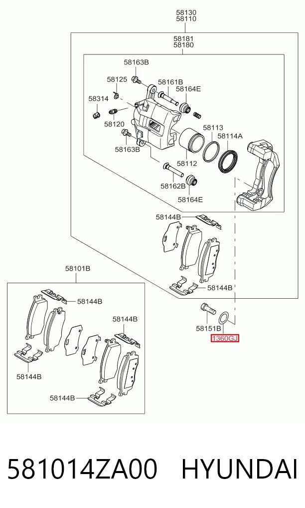 581014ZA00 Hyundai/Kia Klocki hamulcowe przednie tarczowe