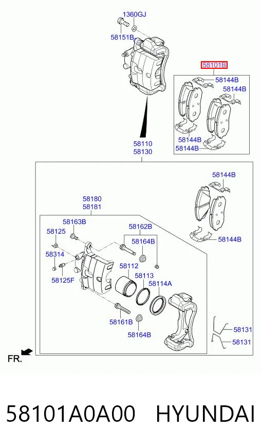 58101A0A00 Hyundai/Kia Klocki hamulcowe przednie tarczowe