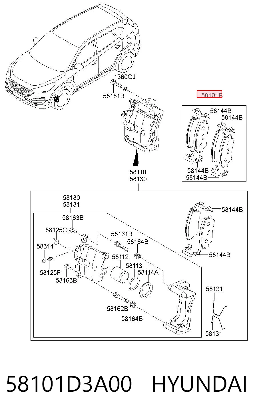58101D3A00 Hyundai/Kia Klocki hamulcowe przednie tarczowe