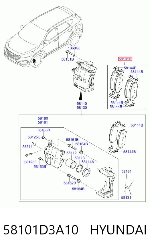 58101D3A10 Hyundai/Kia Klocki hamulcowe przednie tarczowe