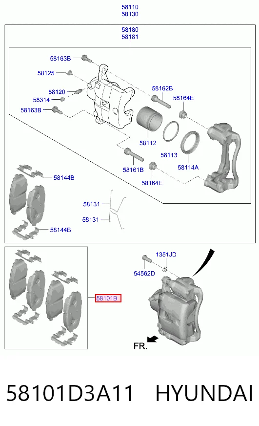 58101D3A11 Hyundai/Kia Klocki hamulcowe przednie tarczowe