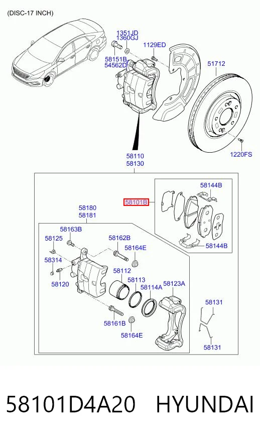 58101D4A20 Hyundai/Kia Klocki hamulcowe przednie tarczowe