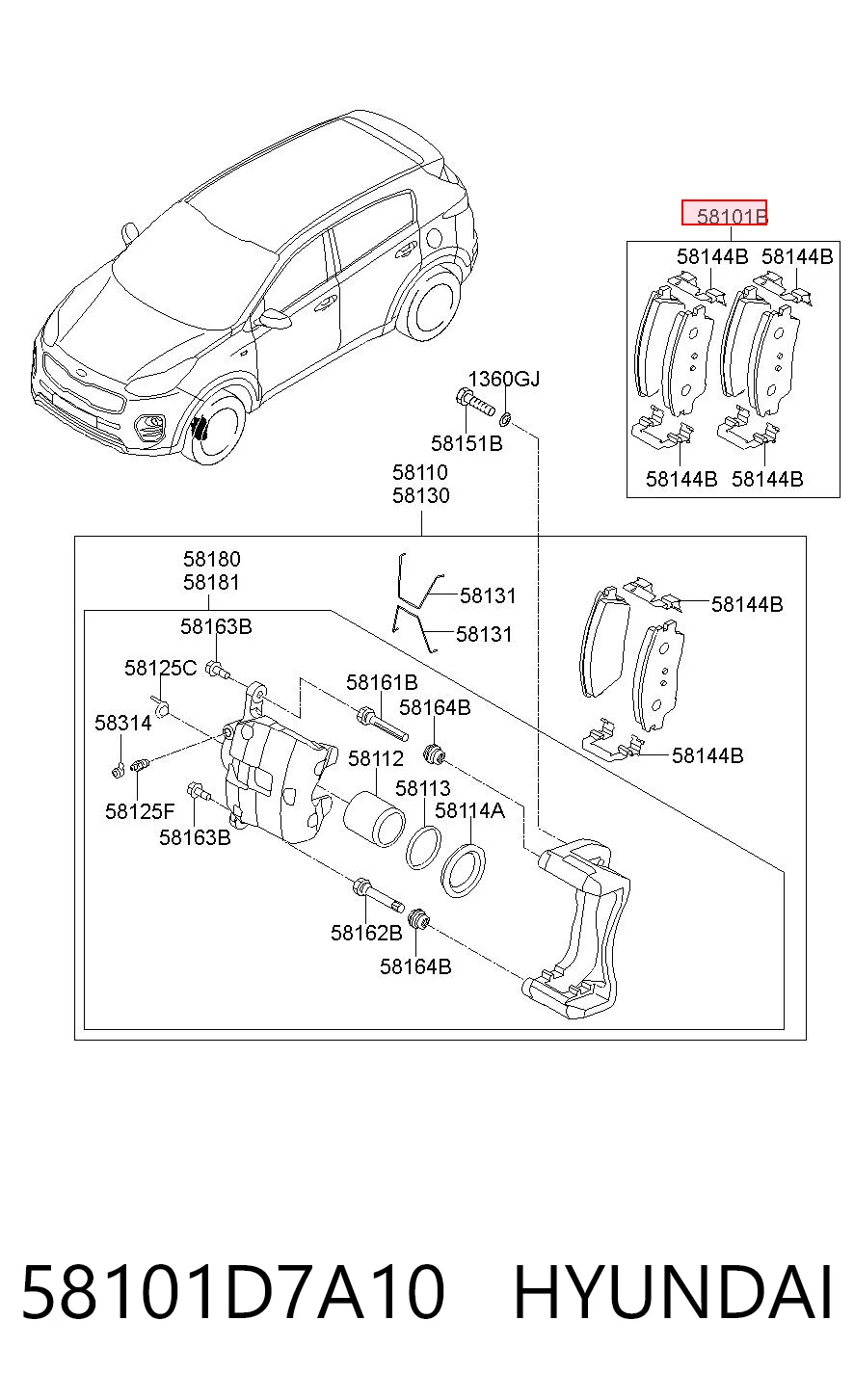 58101D7A10 Hyundai/Kia Klocki hamulcowe przednie tarczowe
