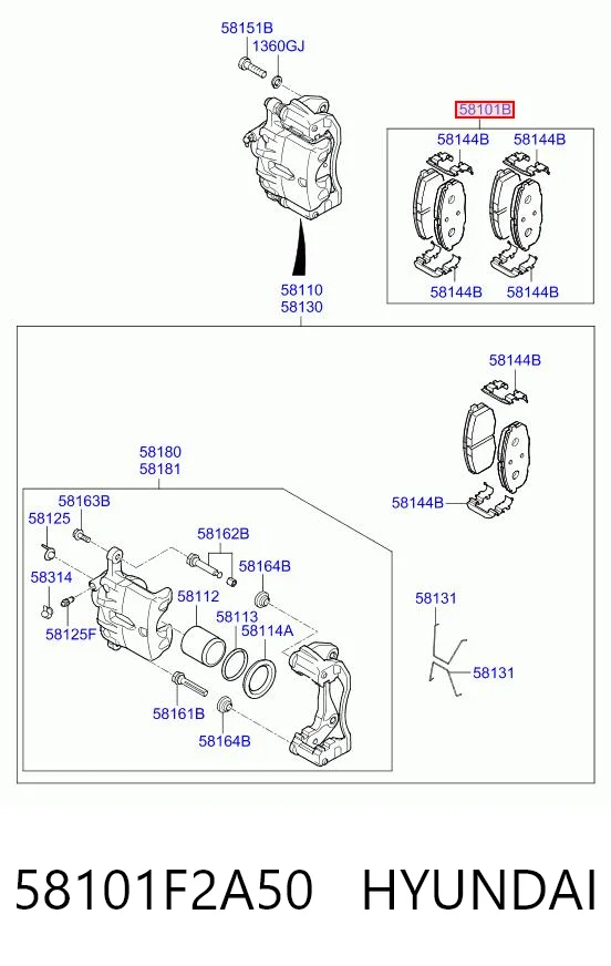 58101F2A50 Hyundai/Kia Klocki hamulcowe przednie tarczowe