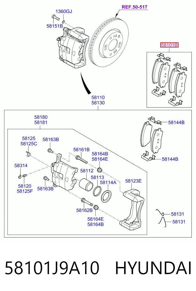 58101J9A10 Hyundai/Kia Klocki hamulcowe przednie tarczowe