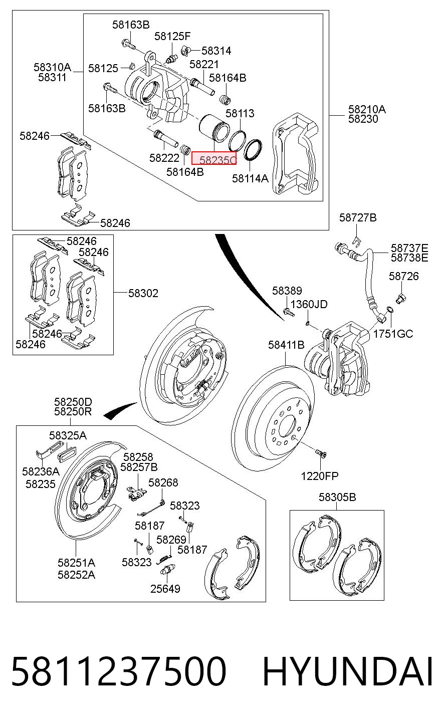 5811237500 Hyundai/Kia Tłoczek zacisku hamulcowego przedniego