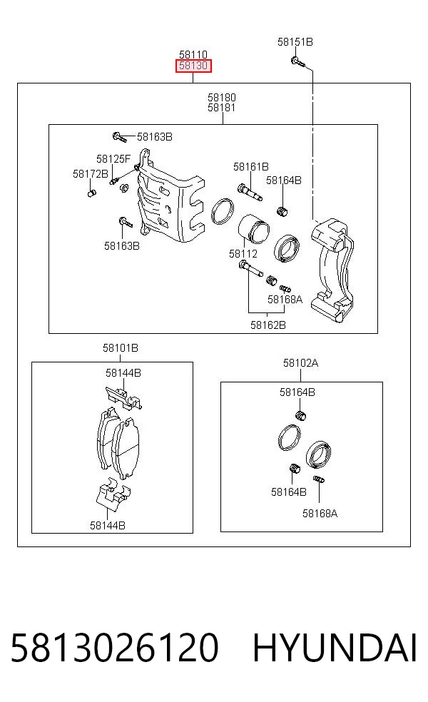 5813026120 Hyundai/Kia Zacisk hamulcowy przedni prawy