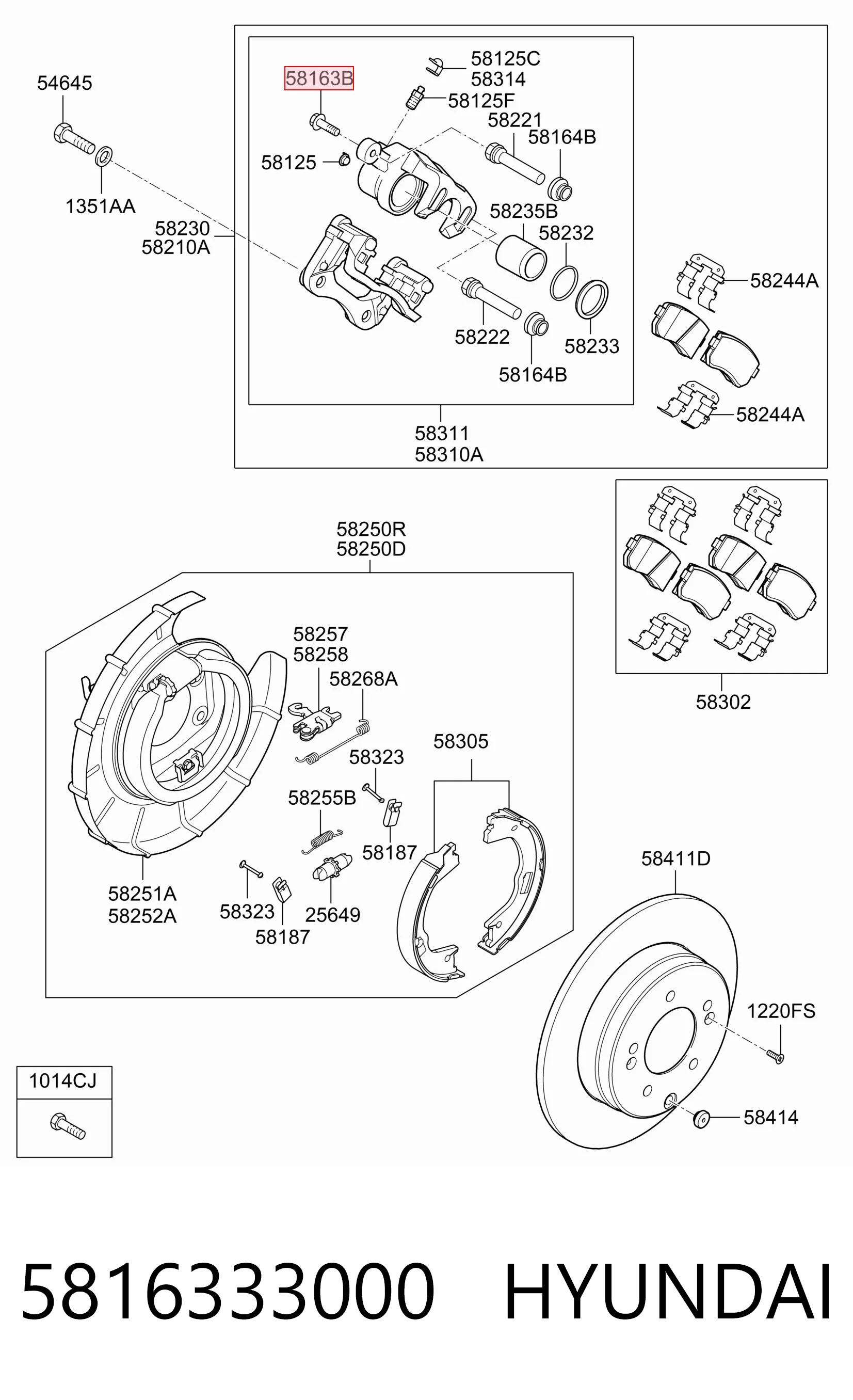 5816333000 Hyundai/Kia Śruba zacisku hamulcowego
