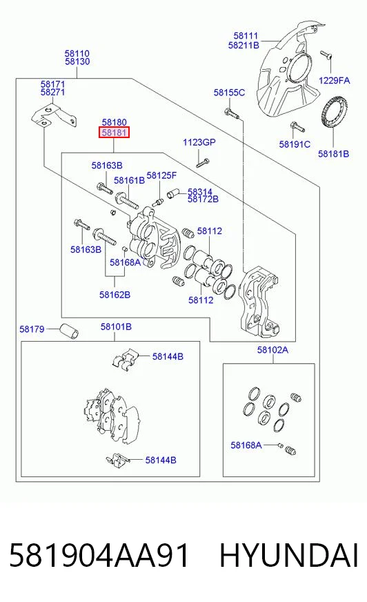 Zacisk hamulcowy tylny prawy Hyundai H200 
