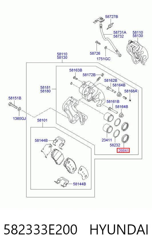 582333E200 Hyundai/Kia Zestaw naprawczy zacisku hamulcowego przedniego