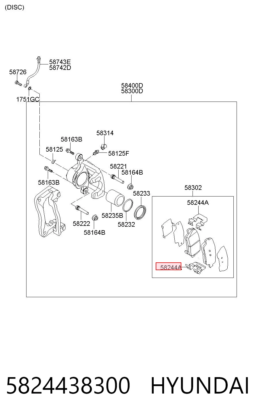 5824438300 Hyundai/Kia Zestaw sprężyn do mocowania tylnych klocków tarczowych