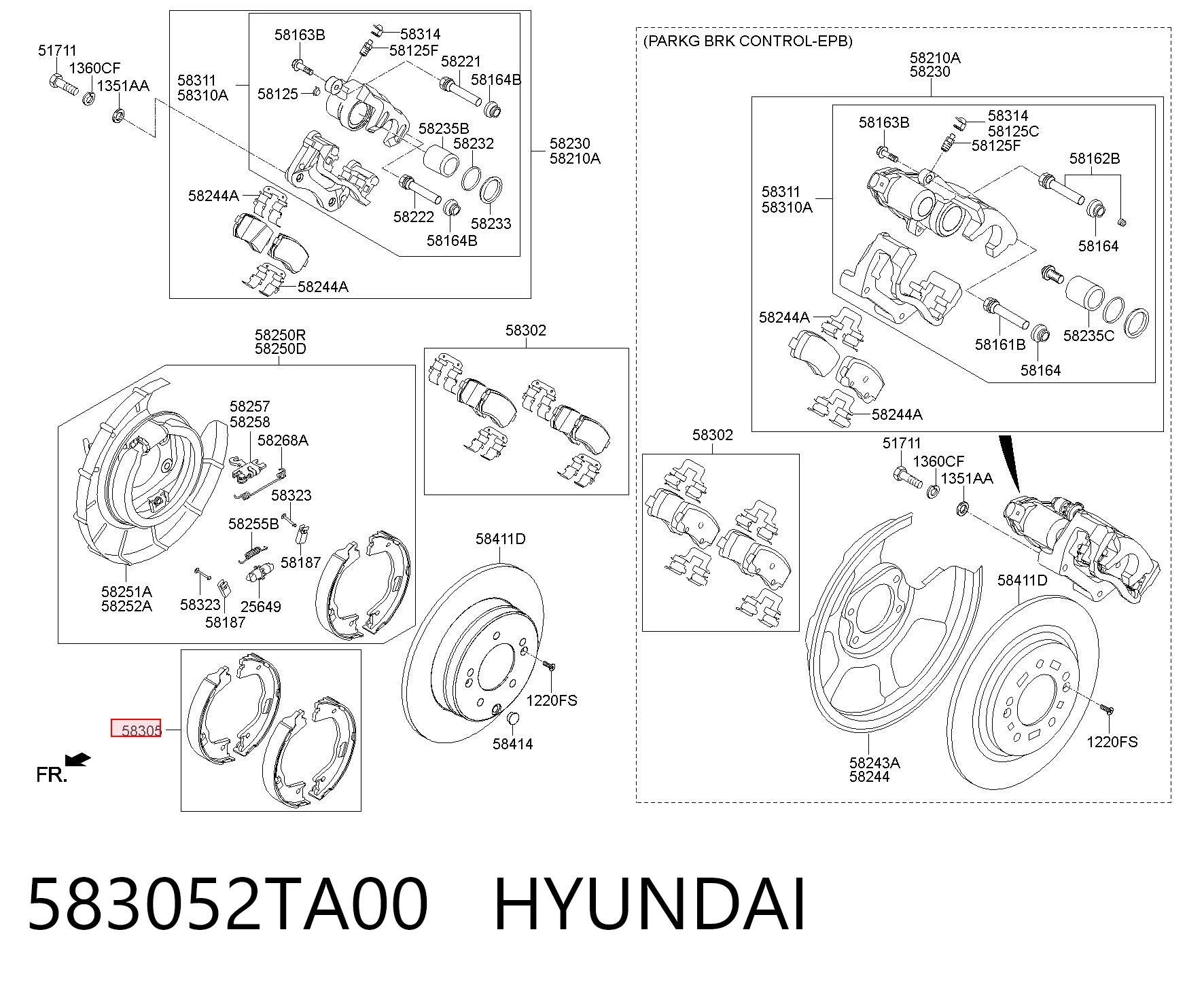 583052TA00 Hyundai/Kia Klocki hamulca ręcznego