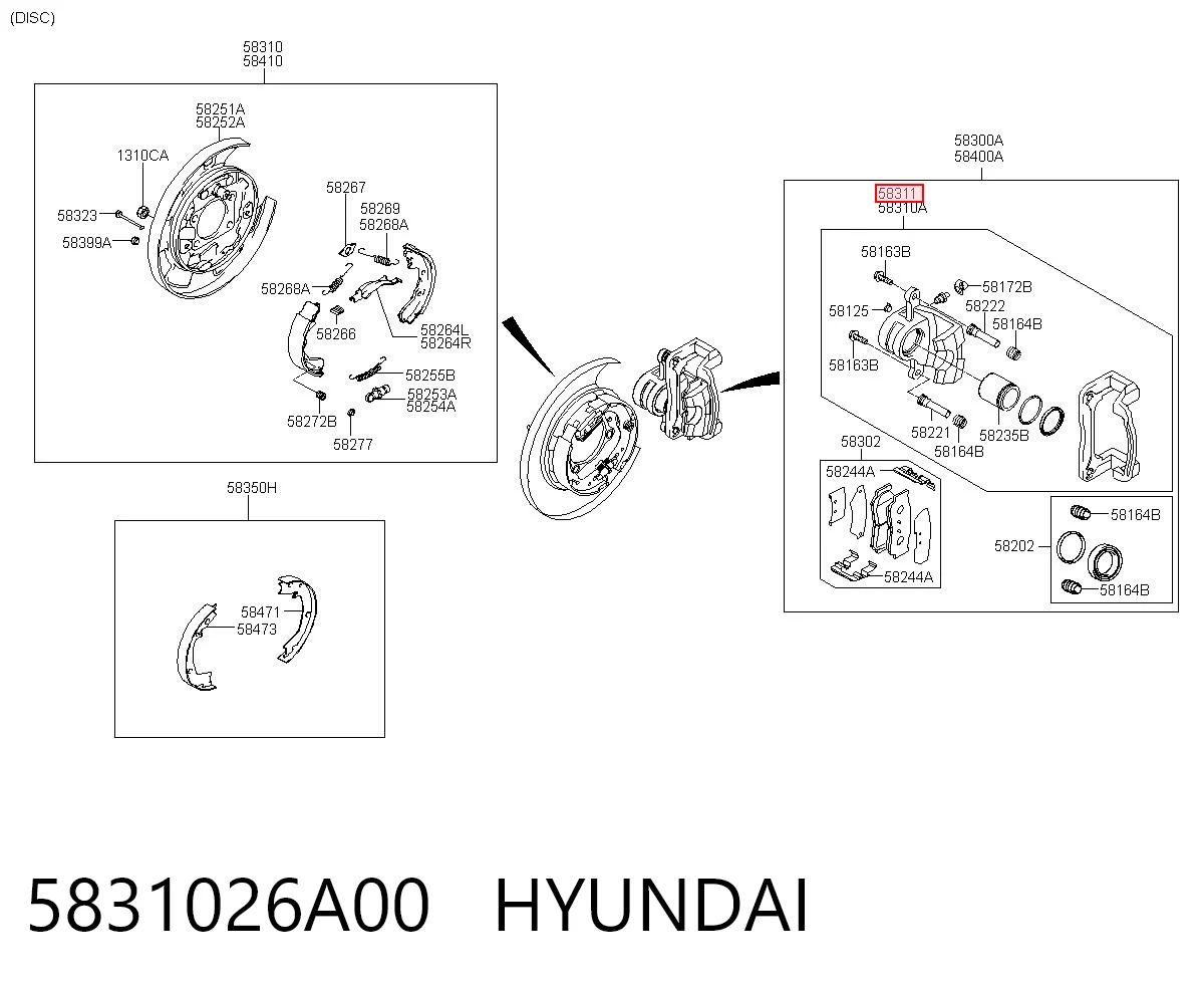 Zacisk hamulcowy tylny prawy do Hyundai Trajet  FO