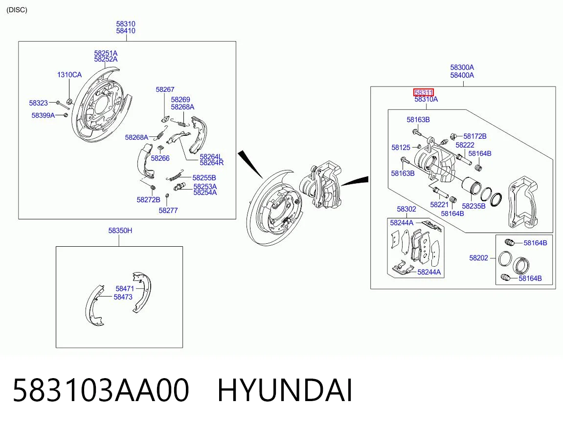 Zacisk hamulcowy tylny lewy Hyundai Trajet 
