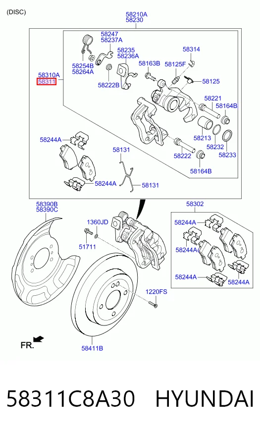 Zestaw naprawczy zacisku hamulcowego tylnego KIA Rio III